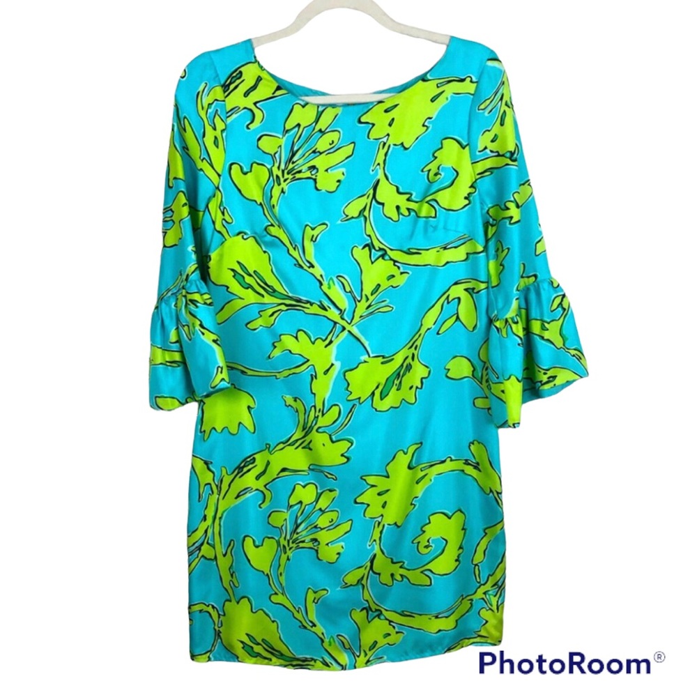 Julie Brown Bright Teal Green Floral Dress size 2